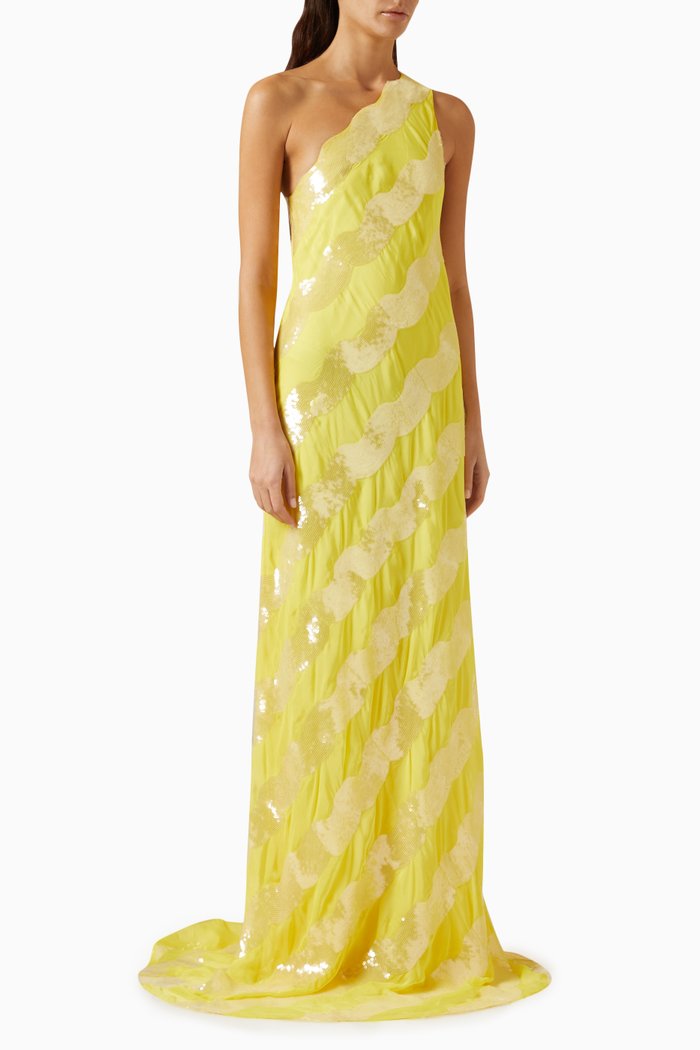 

One-Shoulder Maxi Dress, Yellow