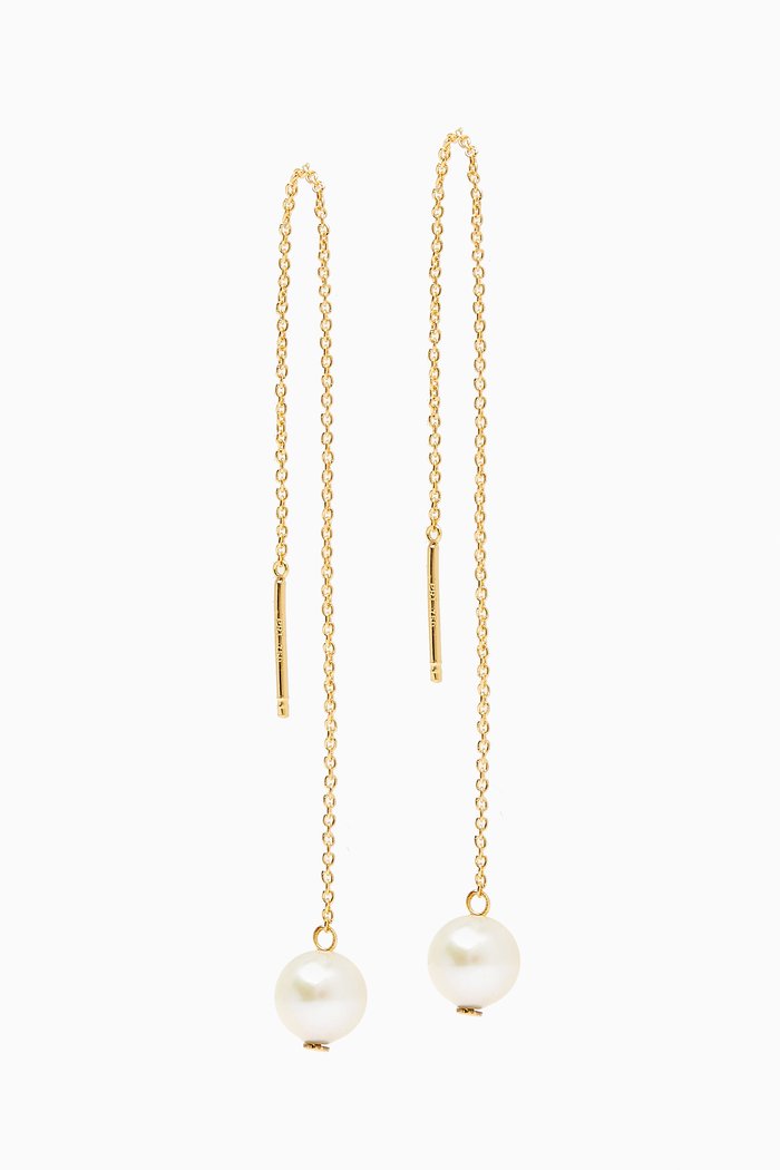 

Kiku Pearl Thread Earrings in 18k Gold, Yellow