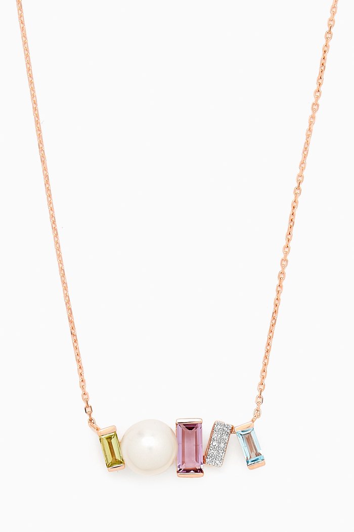 

Kiku Sparkle Mixed Gemstone Necklace in 18kt Gold, Rose gold