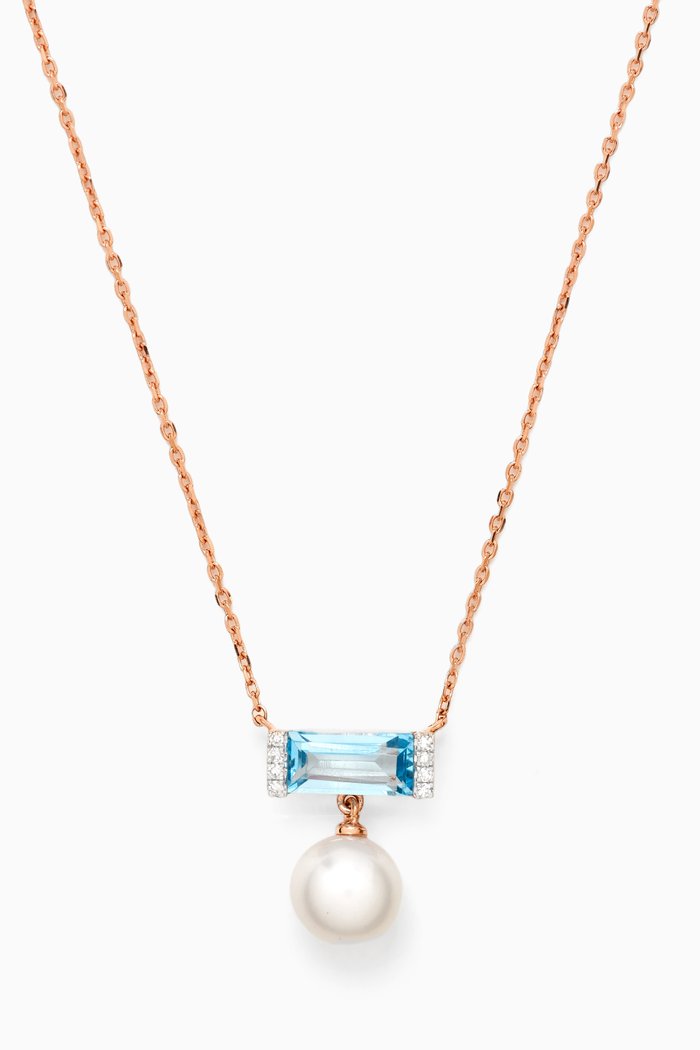 

Kiku Sparkle Pearl Gemstone Necklace in 18kt White Gold, Blue