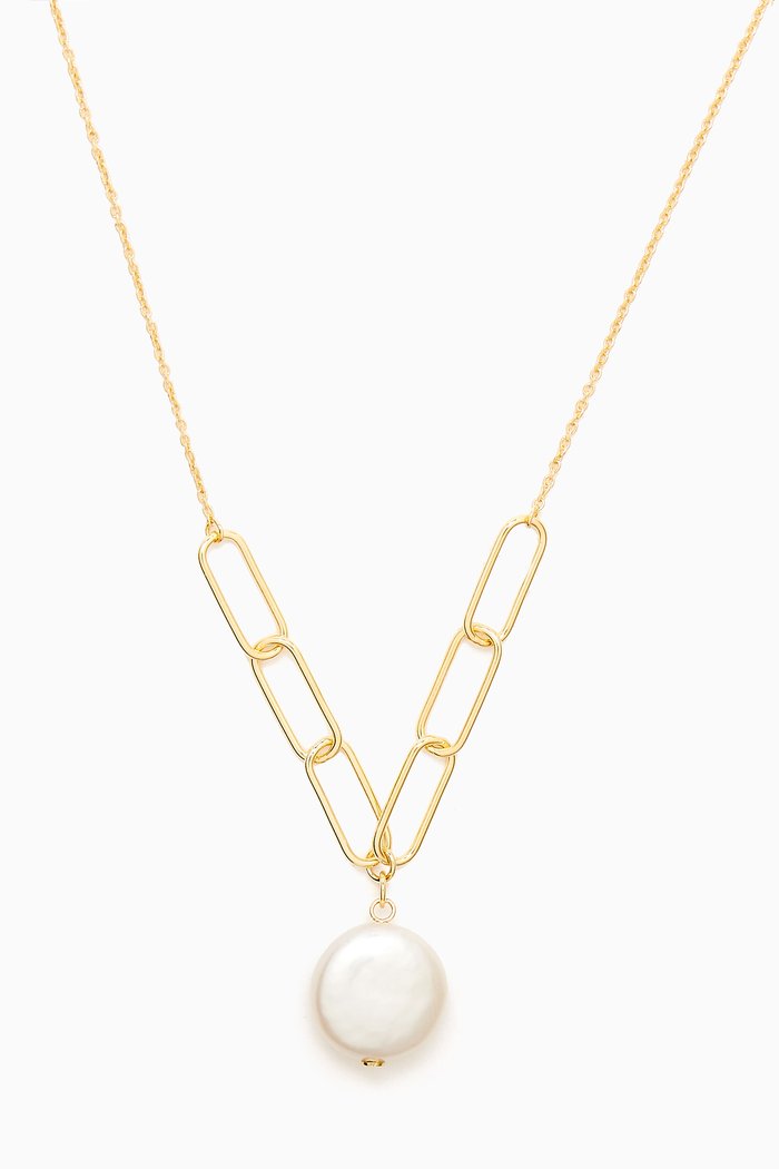 

Kiku Coin Pearl Necklace in 18kt Gold, Yellow