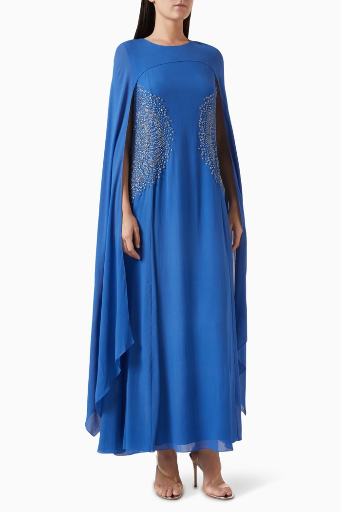 Harp Embellished Kaftan, Blue