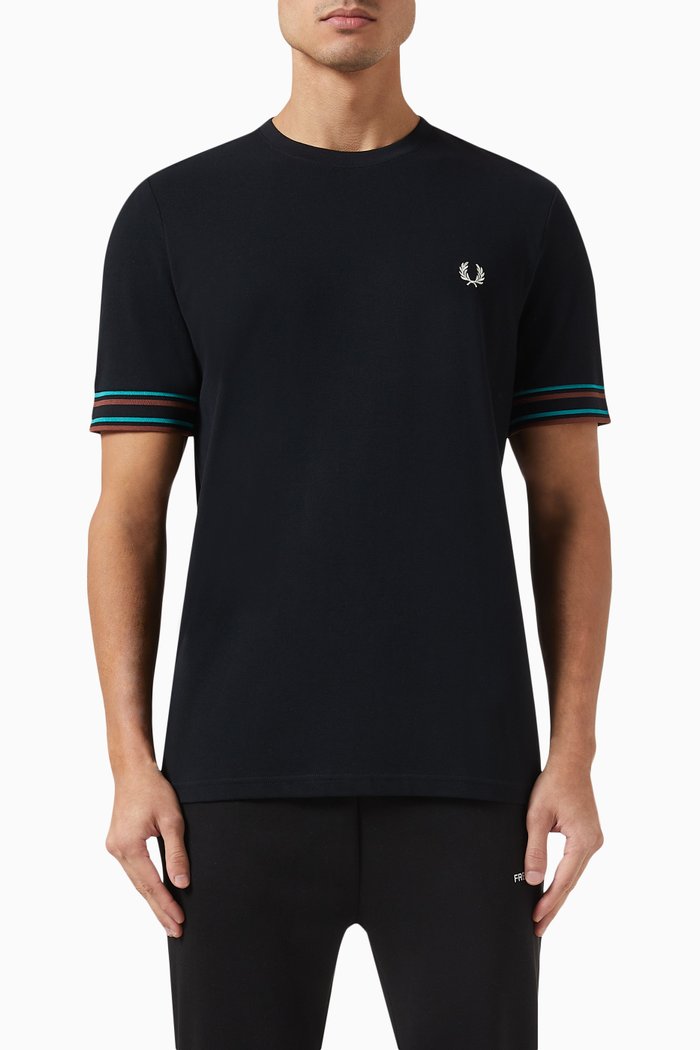 

Bold Tipped T-shirt in Cotton-piqué, Black
