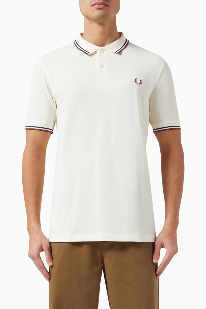 

Twin Tipped Logo Polo Shirt in Cotton Piqué, Neutral