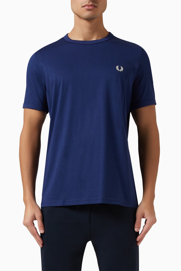 

Ringer Logo T-shirt in Cotton Jersey, Blue