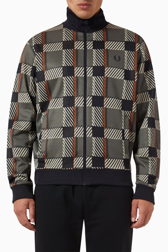 

Glitch Tartan Track Jacket in Cotton-blend, Multicolour