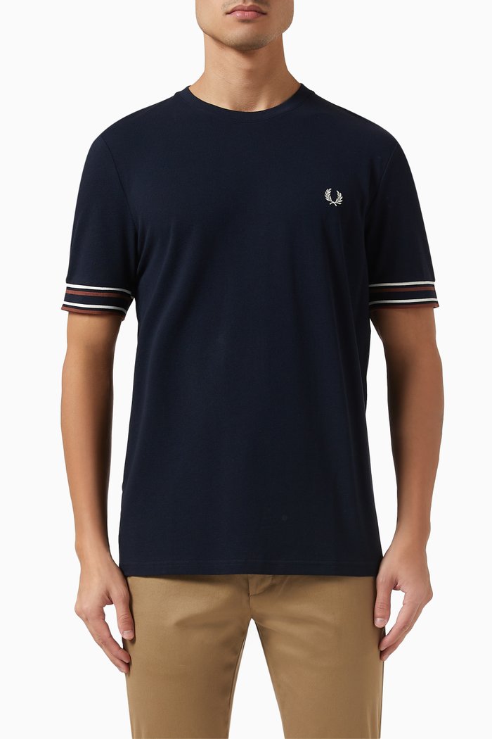 

Bold Tipped T-shirt in Cotton-piqué, Blue
