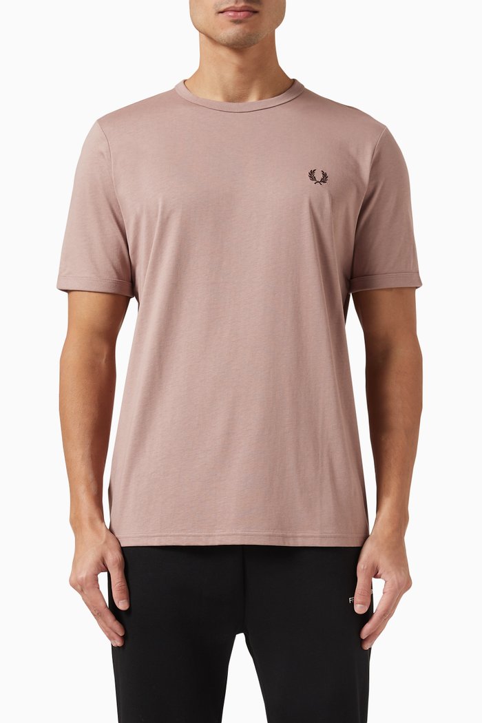 

Ringer T-Shirt in Cotton Jersey, Pink