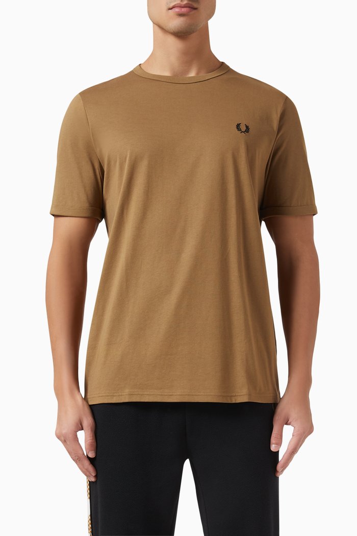 

Ringer T-shirt in Cotton-jersey, Brown