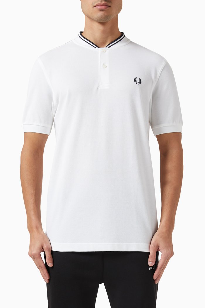

Bomber Collar Polo Shirt in Cotton-piqué, White