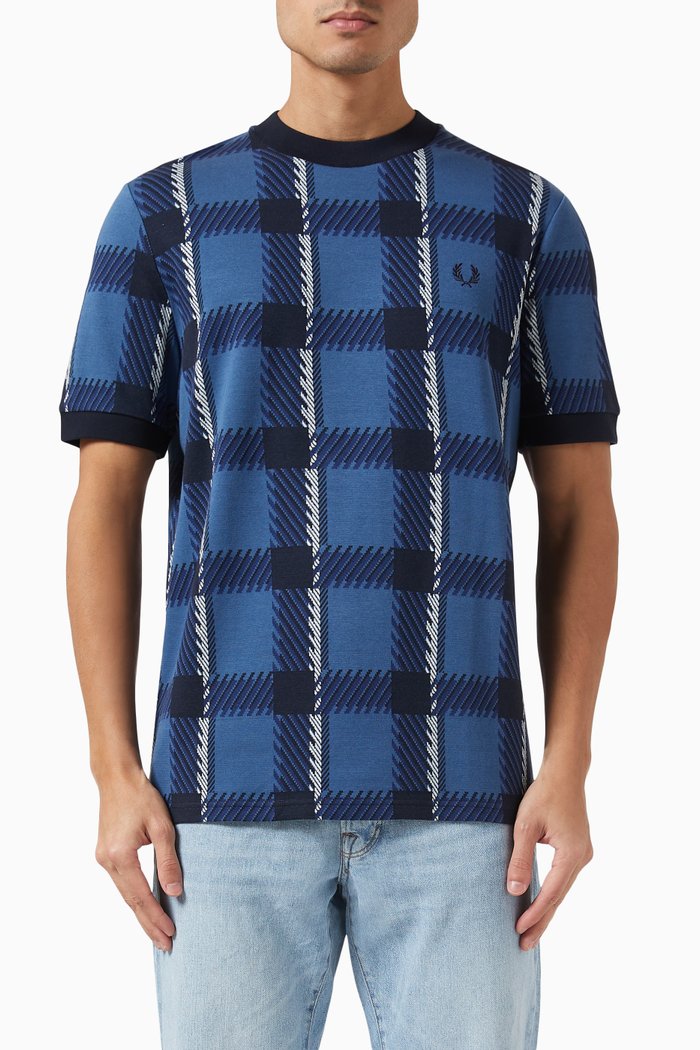 

Glitch Tartan T-Shirt in Cotton-jersey, Blue