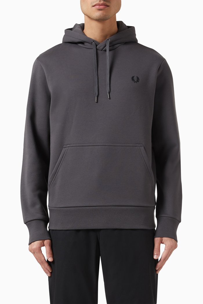 

Tape Detail Hooded Sweatshirt in Cotton-blend, Grey