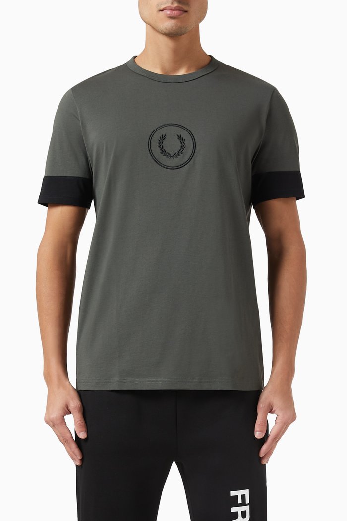 

Colour Block T-Shirt in Cotton, Green