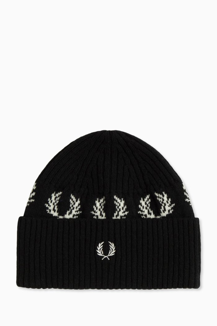 

Laurel Wreath Lambswool Beanie in Wool, Black