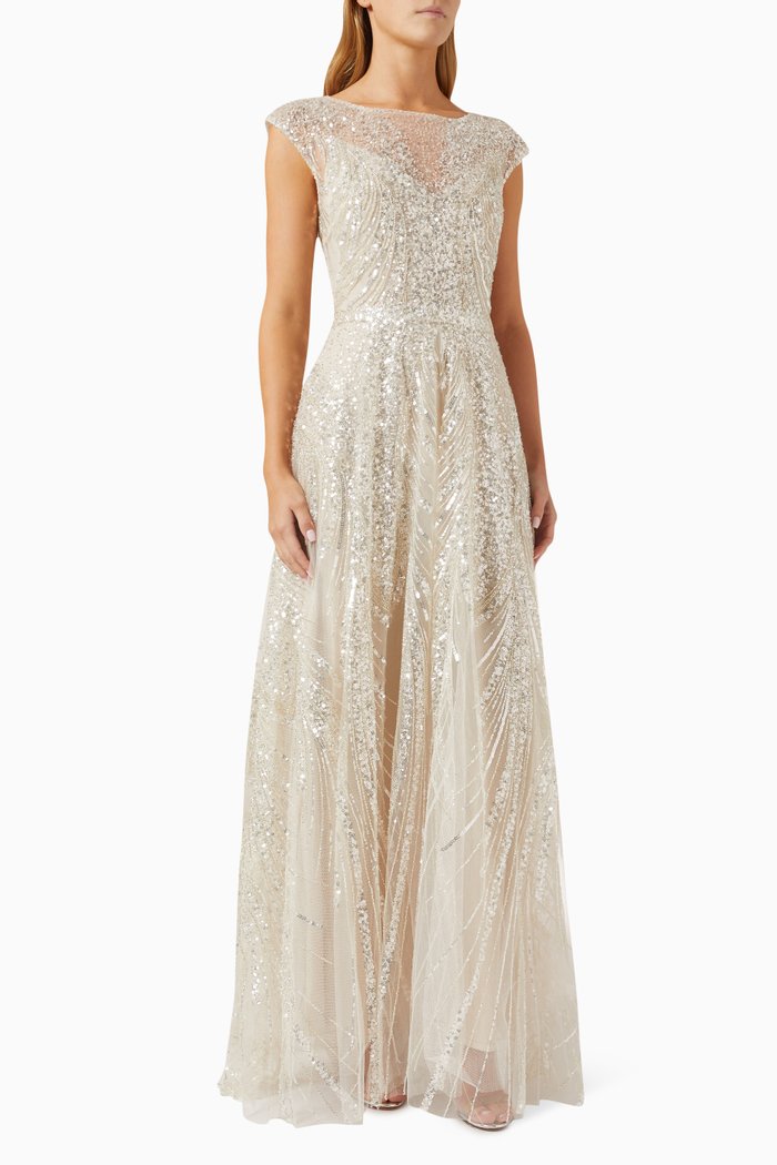 

Sequin Embellished Gown, Neutral