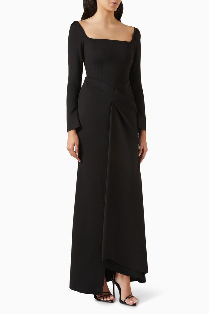 

Grace Layered Dress in Poplin, Black
