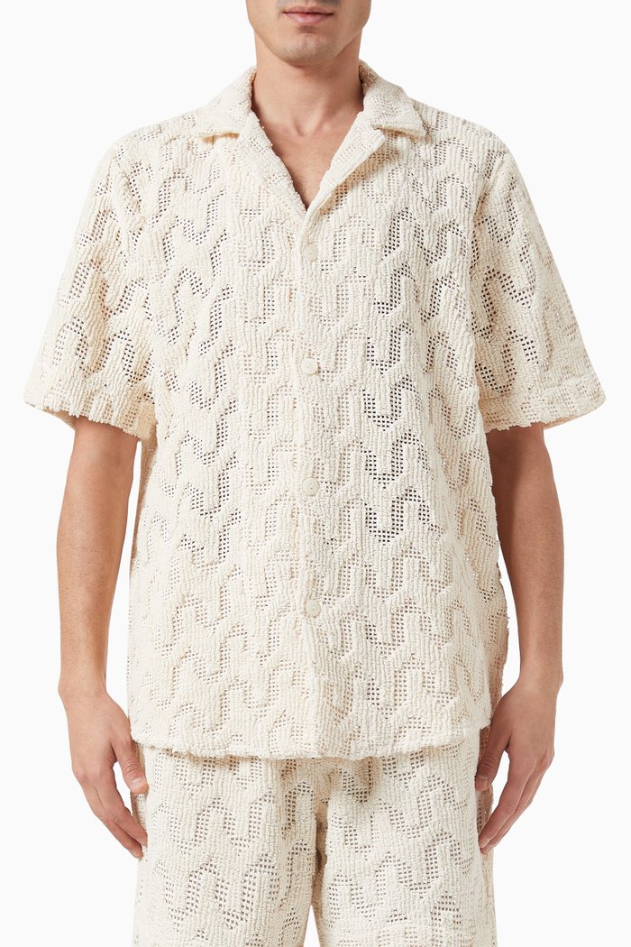 

Atlas Crochet Shirt in Cotton Blend, Neutral