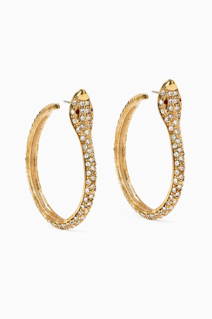 

1980s Vintage Snake Hoop Earrings, Gold
