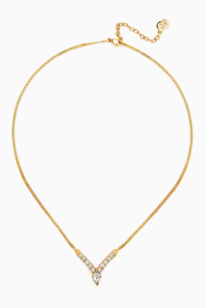 

1980s Vintage V-shaped Necklace, Gold