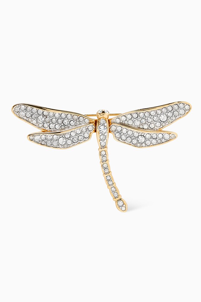 

1990s Vintage Swarovski Dragonfly Brooch, Gold
