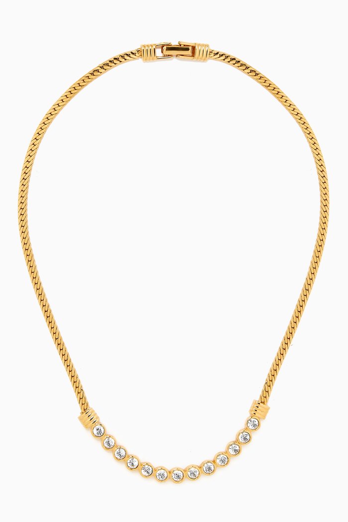 

1980s Vintage Swarovski Snake Chain Necklace, Gold