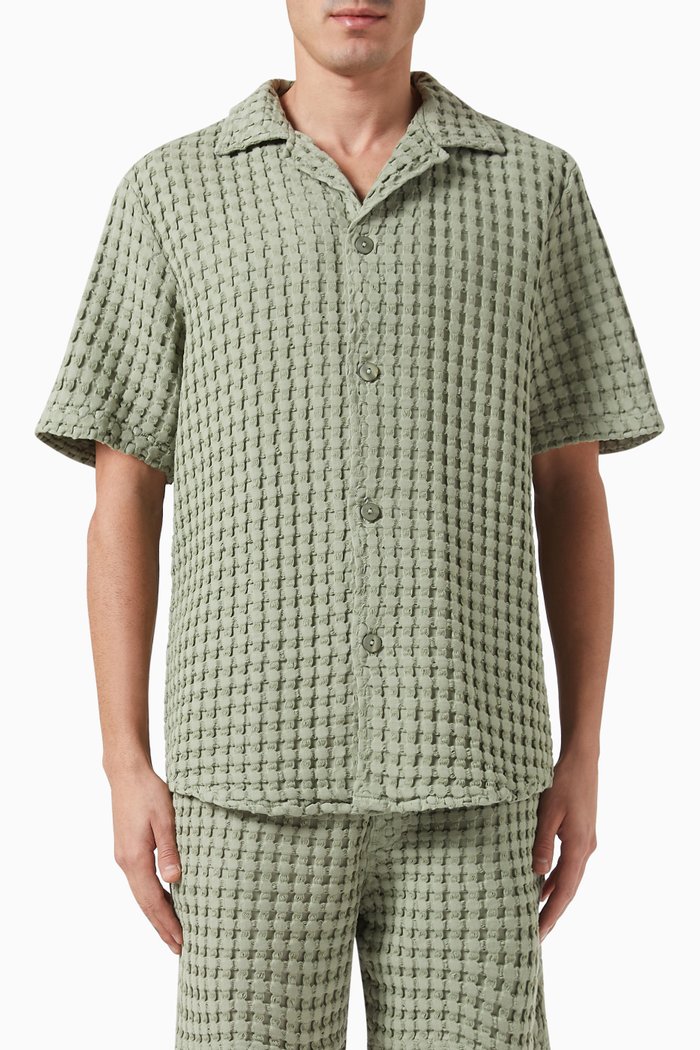 

Waffle Shirt in Cotton, Green