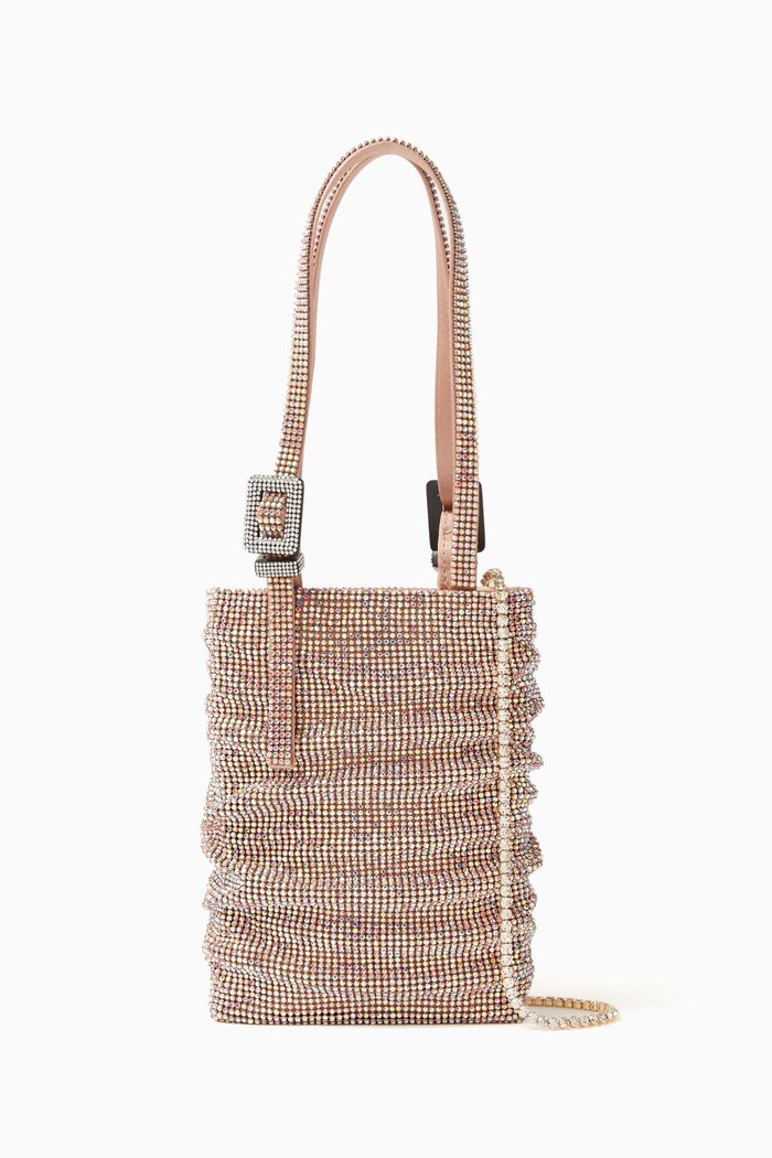 

Small Lollo La Petite Top-handle Bag in Crystal Mesh, Pink