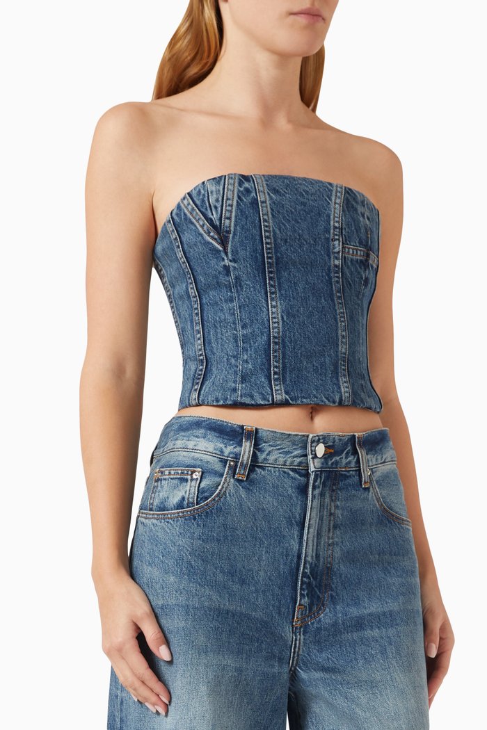 

Ma Bustier Top in Denim, Blue