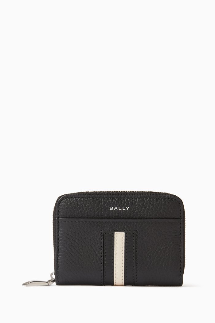 Ribbon Wallet in Calf Leather, Black