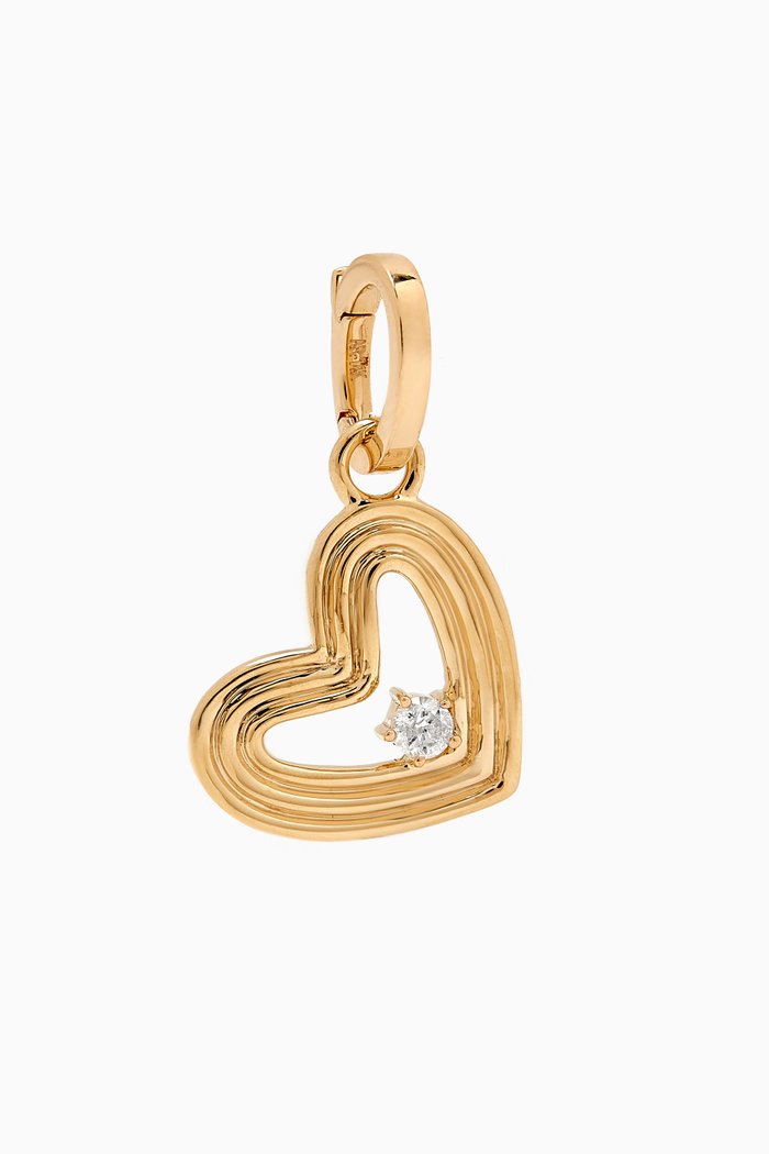 

Groovy Diamond Heart Hinged Charm Pendant in 14kt Yellow Gold