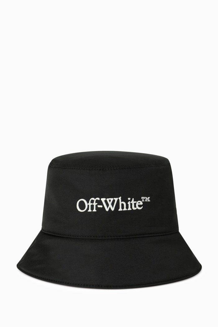 Embroidered Bookish Logo Bucket Hat in Cotton, Black