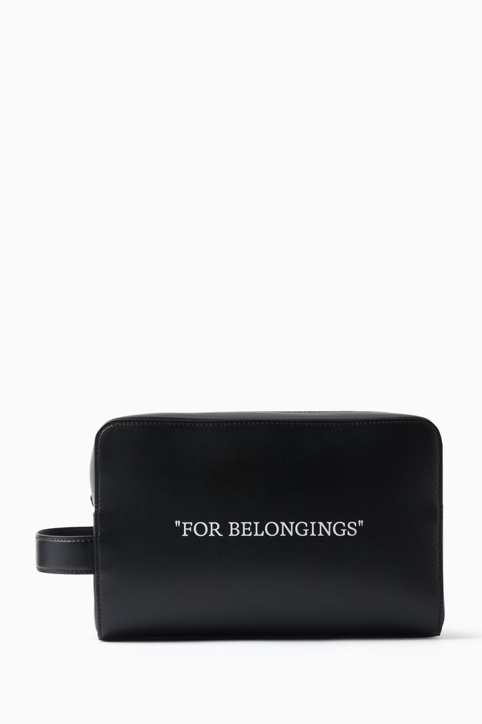

Quote Bookish Toiletry Pouch in Leather, Black