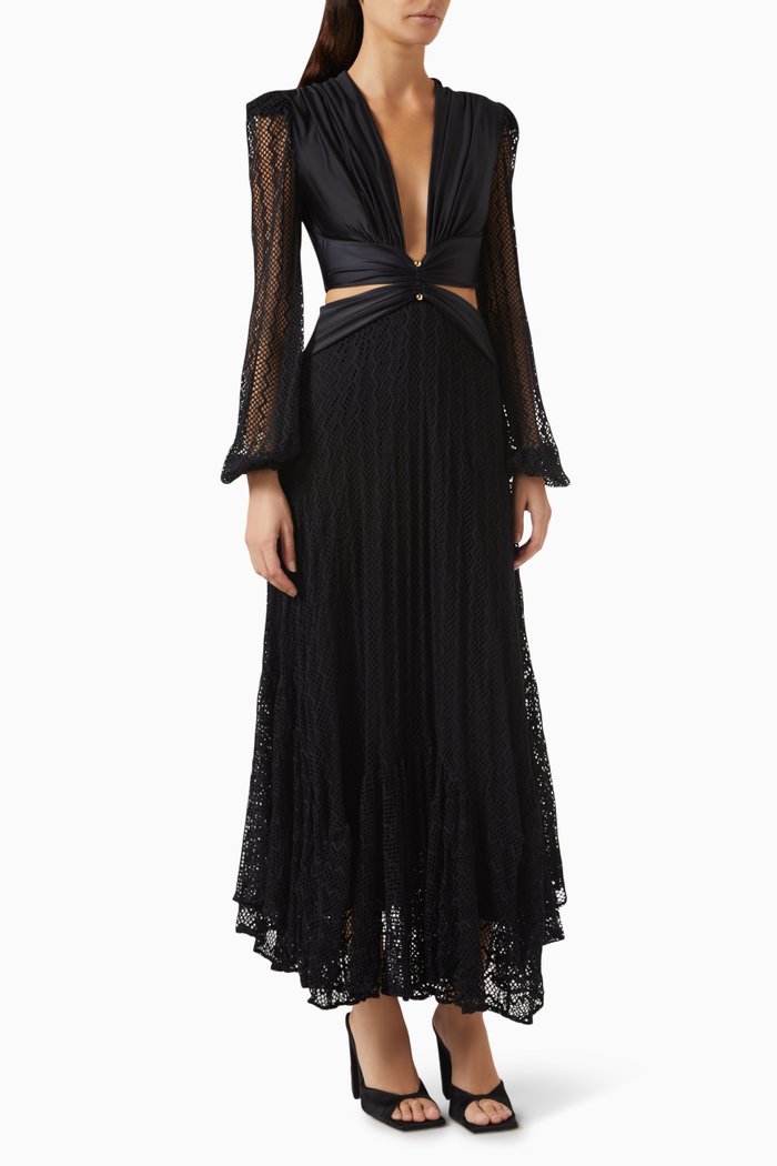 

Plunge Beach Dress in Lycra & Net, Black