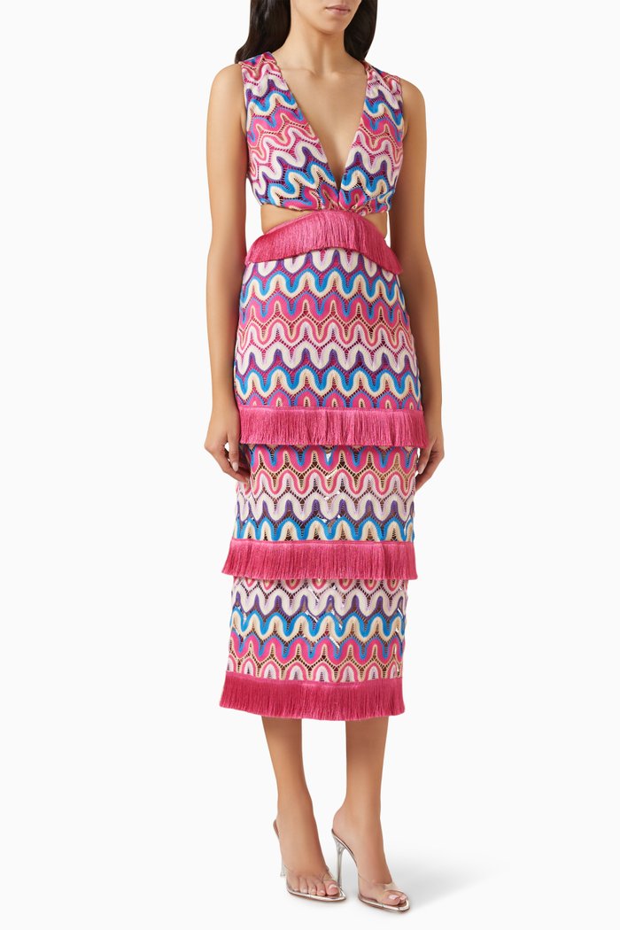 

Cut-out Maxi Dress in Crochet, Pink