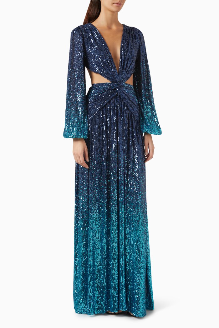 

Ombre Cut-out Maxi Dress in Sequin, Blue