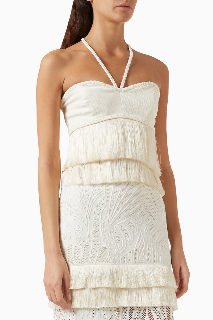 

Fringe Halterneck Top, Neutral