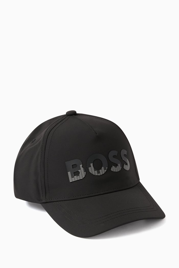 

Rubber Logo Baseball Cap in Cotton Twill, Black