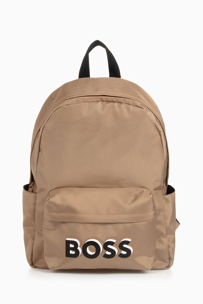 Logo Backpack in Canvas, Brown