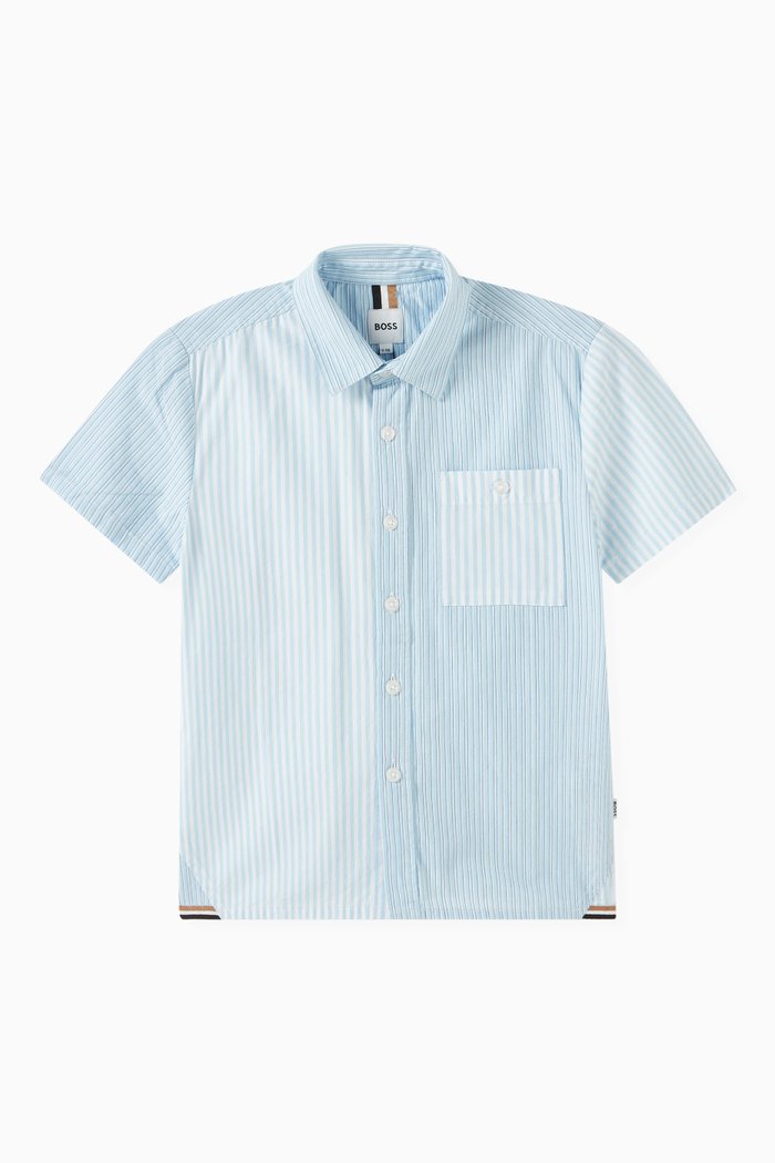 

Multi-striped Shirt in Cotton Poplin, White