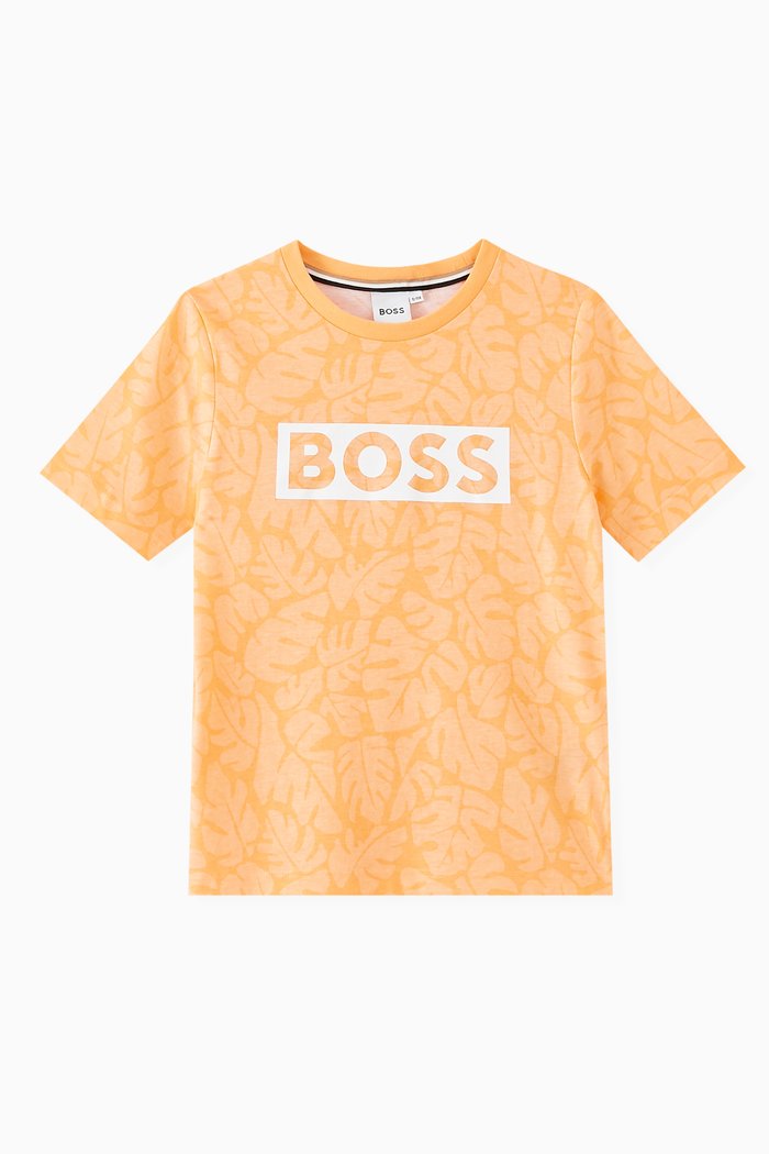 

Leaf-print T-shirt in Cotton-jersey, Yellow