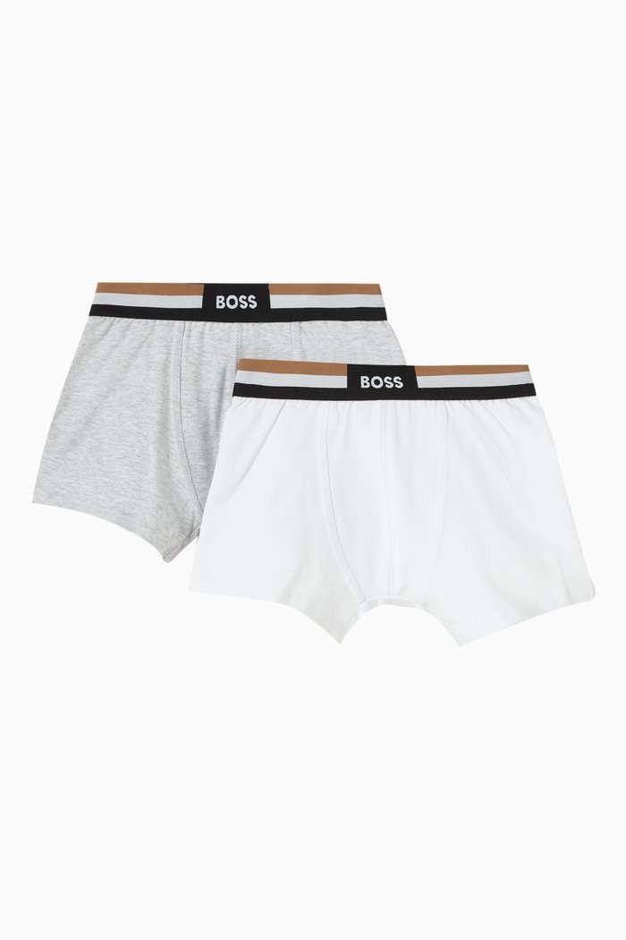 Logo-waistband Boxers in Cotton, Set of 2, Grey