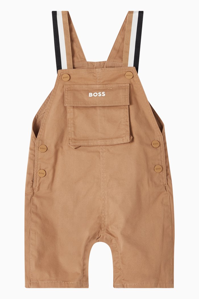 

Logo-embroidered Short Dungarees in Cotton-twill, Brown