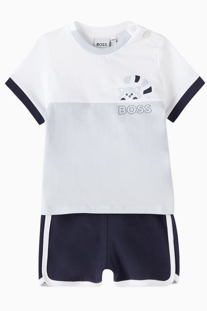 

Logo T-shirt & Shorts Set in Cotton, Blue