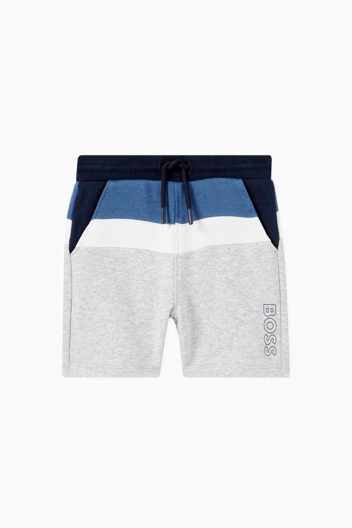 

Colour-block Logo Shorts in Cotton Jersey, Grey