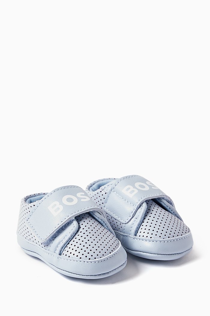 

Logo-print Slippers in Leather, Blue