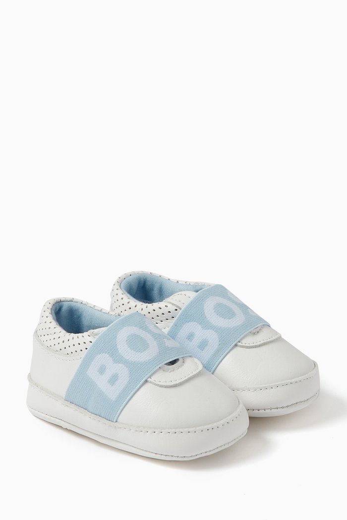 Logo-print Slippers in Leather, White