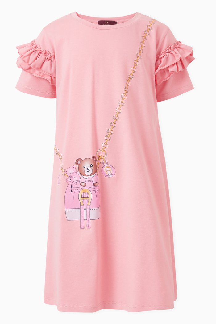 

Bag Print Dress in Cotton, Pink