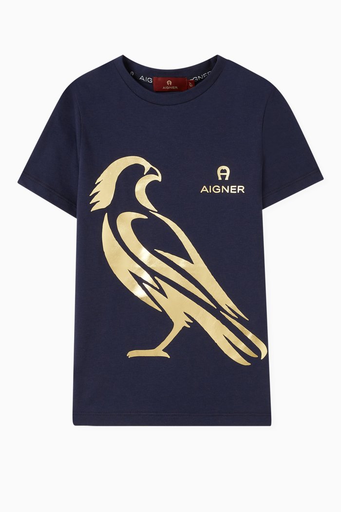 

Bird-print T-shirt in Cotton-jersey, Blue
