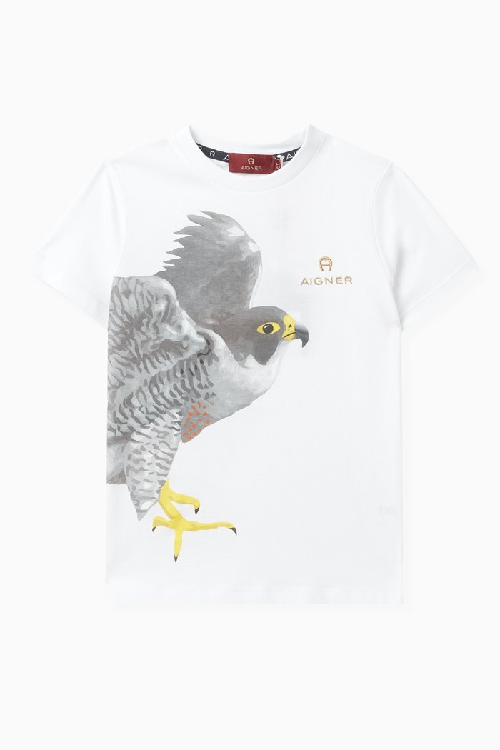 

Bird-print T-Shirt in Cotton Jersey, White