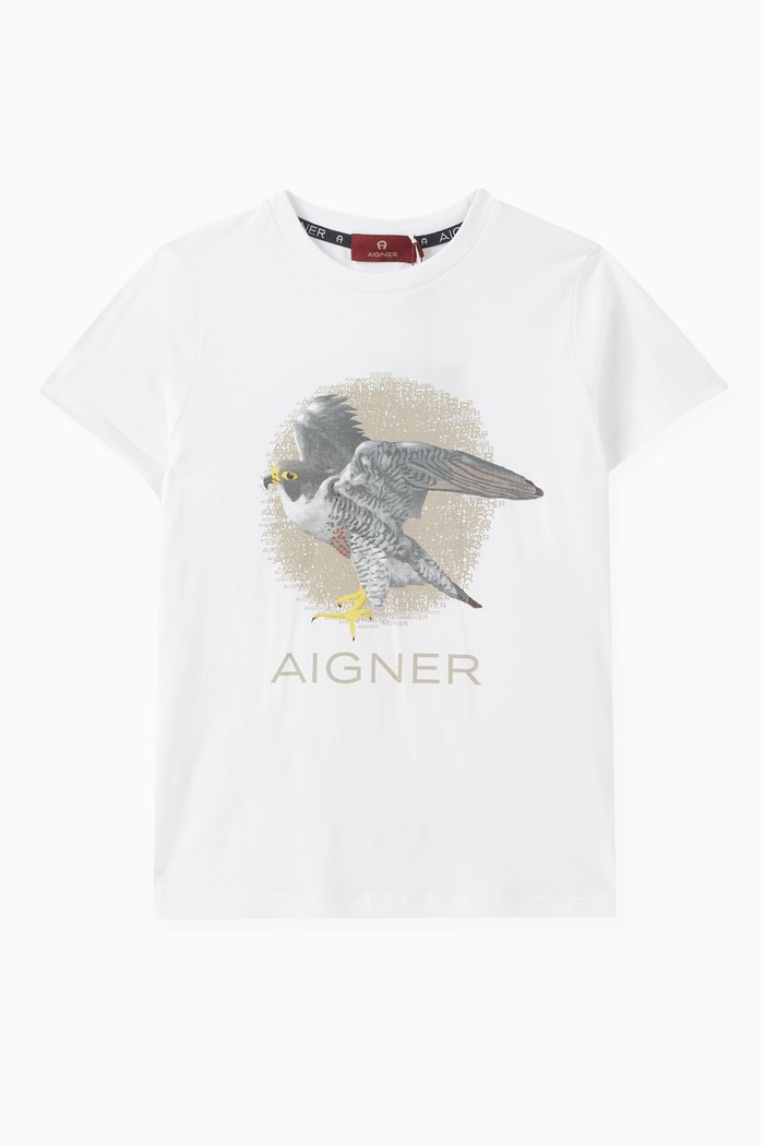 

Bird & Logo Print T-shirt in Cotton, White